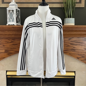Adidas Youth Unisex White Black Full Zip Tricot‎ Track Jacket Sz. L Youth